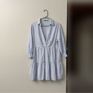 Zara Blue and White Striped Dress